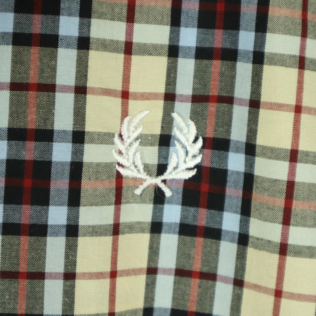 Fred Perry Толстовка на молнии с длинным рукавом в клетку M бежевая Мужская Б/У