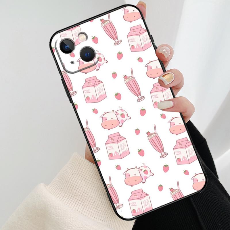 Милый чехол для телефона «Клубничное молоко» для iPhone 17 Pro Max 16 15 14 11 12 13 Pro Max mini 15 16 Plus 16e 17 Air Cover