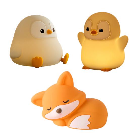 Розовый лисенок ночник Мягкий силиконовый сенсорный ночник 2 уровня яркости с регулировкой яркости Перезаряжаемый ночник на лесную тематику Декор для детской спальни