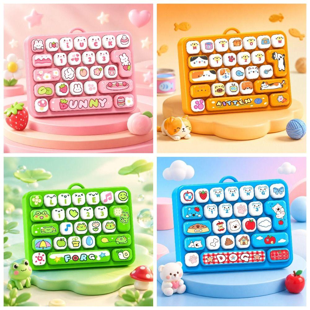 Cartoon 26 Keys Keyboard Keychain Animals Stress Relief Fidget Toy Student Gift