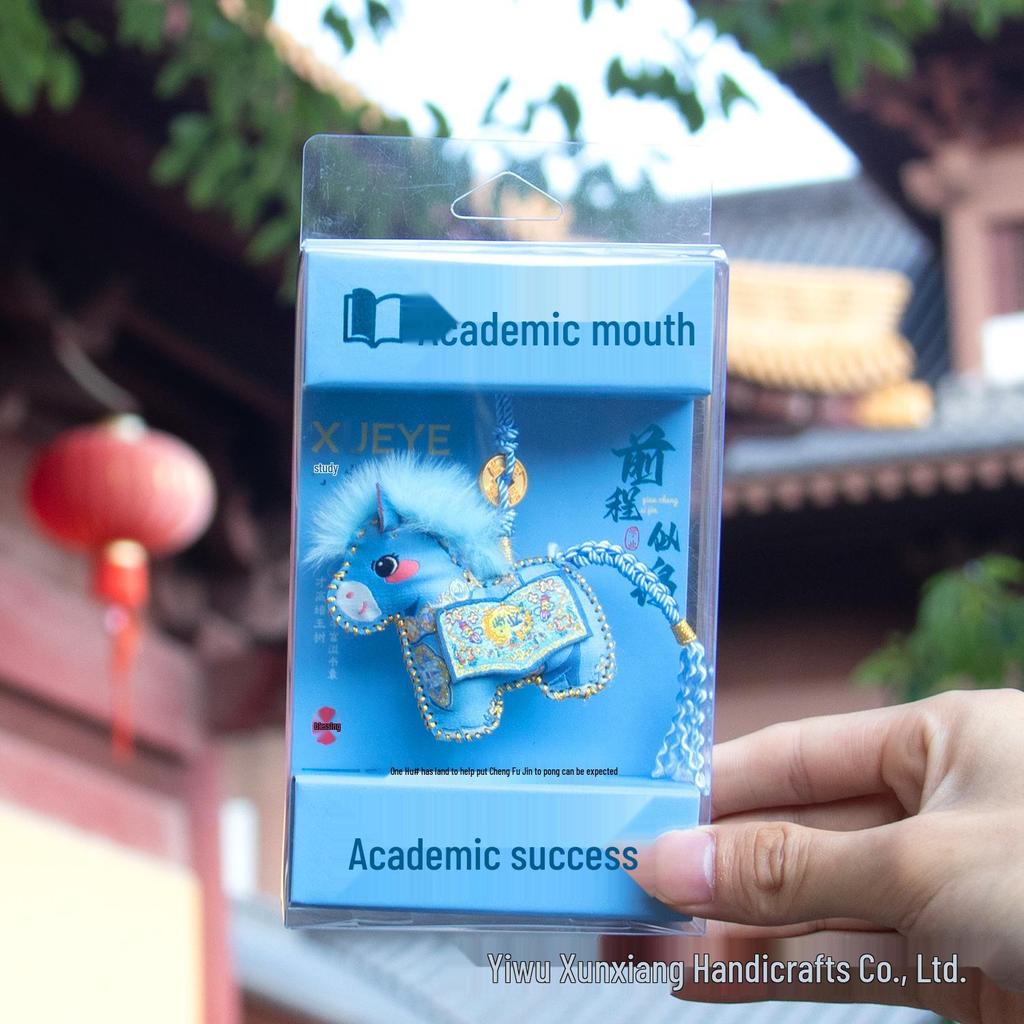 Three-Dimensional Year of the Horse Pendant: Scented Sachet Keychain for Luck and Wealth