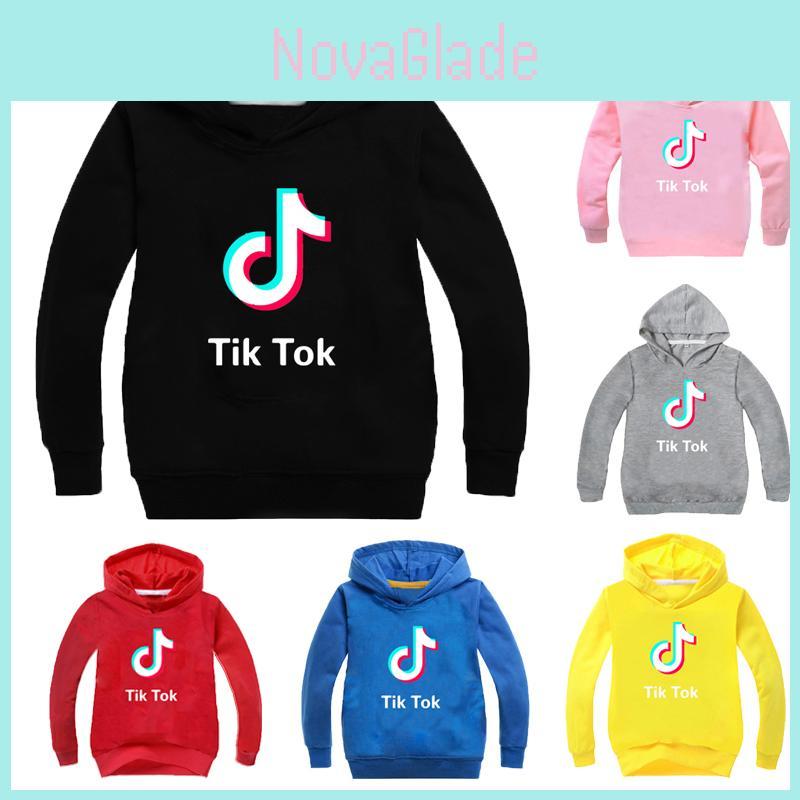 Детский свитшот с буквами Tik Tok, худи с длинным рукавом, модные пуловеры