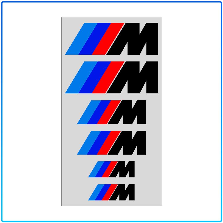 Для BMW M Performance 1 3 5 7 Серии M3 M4 M5 M6 X1 X3 X5 X6 X7 E30 E34 E36 6 шт./комплект 3D Стикеры на суппорты спортивных автомобилей Декоративная наклейка на ступицу колеса автомобиля