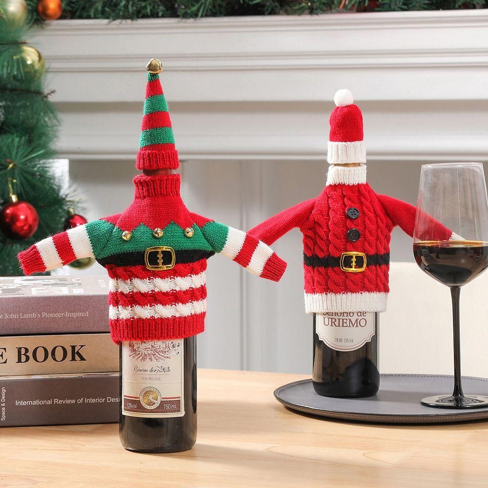 DIY Christmas Wine Bottle Cover Creative Wine Bottle Knitted Sweaters  Party Supplies