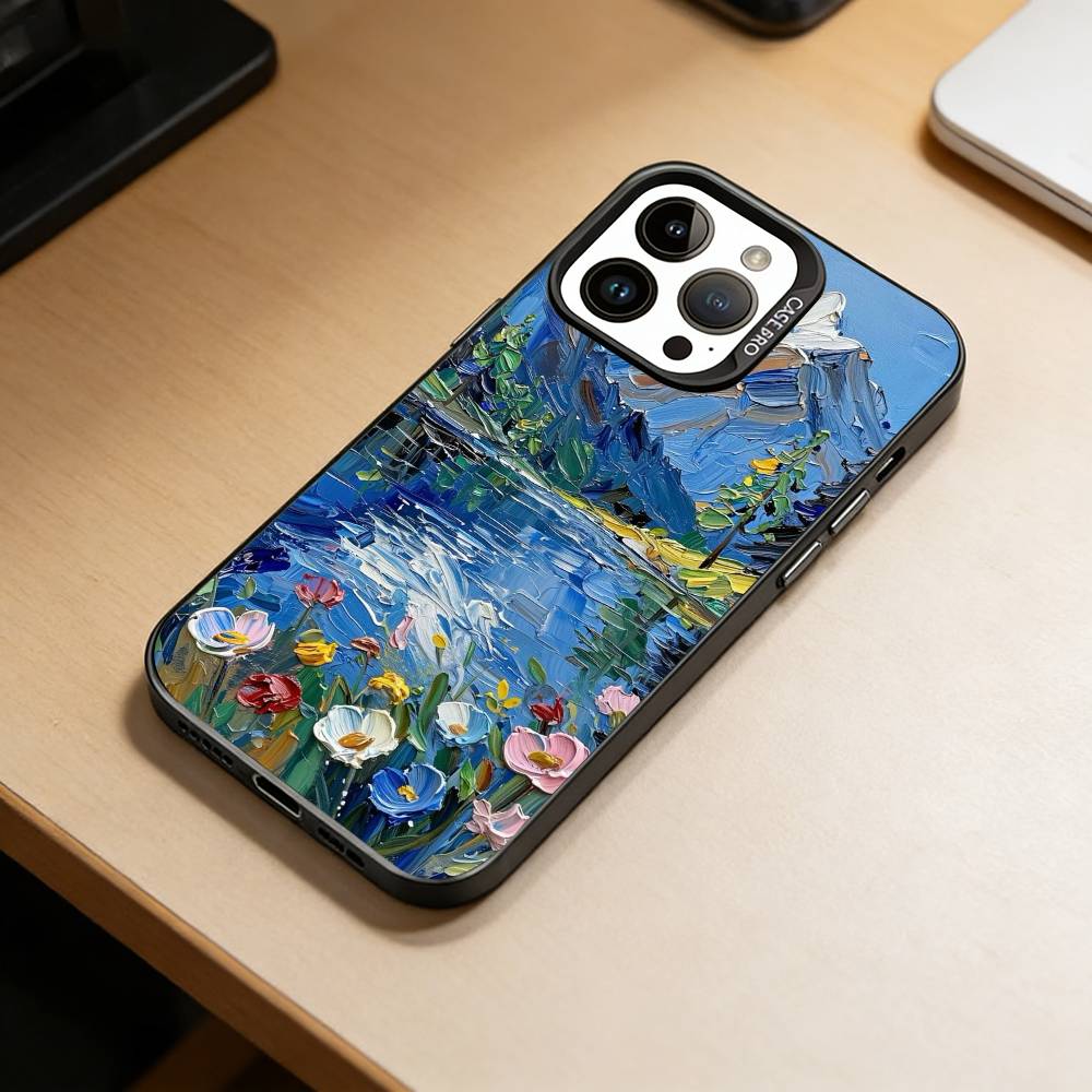 Чехол для телефона с картиной Ван Гога и Моне на холсте для iPhone 17,16,15,14,13,12,11 Plus,Pro Max,XS,Цветной Серебряный Позолоченный Внутренний Чехол