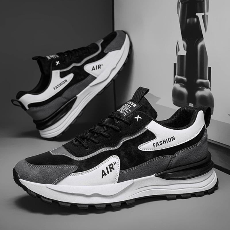 Men's Shoes New Trendy with Platform Sneakers Men's Casual Running Shoes Leather Dad Trendy Shoes