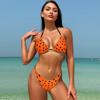 Swimsuit Women's European and American Leopard Print Floral Sexy Three-point Halter Bikini Swimsuit