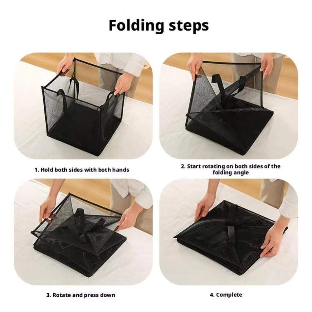 Reinforced Handles Laundry Basket Breathable Mesh Storage Basket Square Dirty Clothes Basket Home