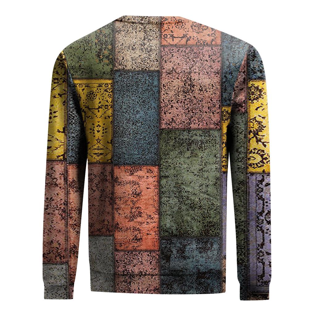 Мужская толстовка с принтом на открытом воздухе, свободная с длинными рукавами и этническим принтом
