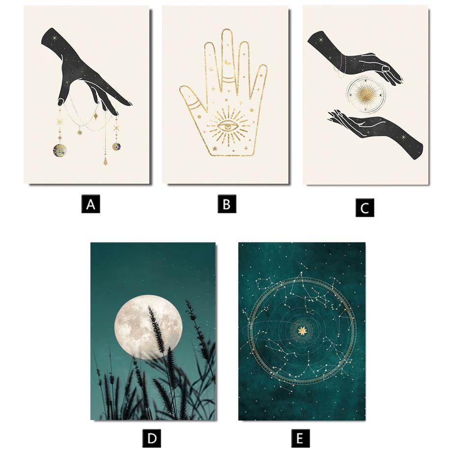 Гадание Созвездие Луны Небо Palm Reed скандинавское искусство настенные постеры и принты холст картины для декора гостиной