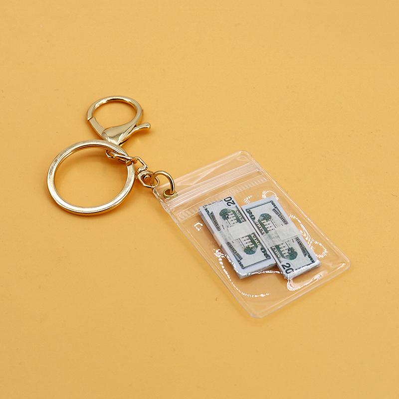 Брелок в виде банкноты в виде доллара США, подвеска в виде мини-доллара США, прозрачная сумка-монета, уникальный брелок в виде мини-сумки для денег ручной работы