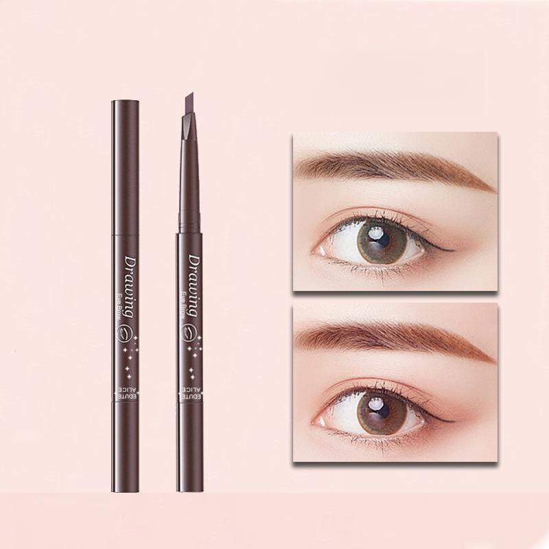 Треугольный карандаш для бровей с двойной головкой, автоматическое вращение, натуральный трехмерный водонепроницаемый и устойчивый к поту стойкий макияж, студенческий женский макияж