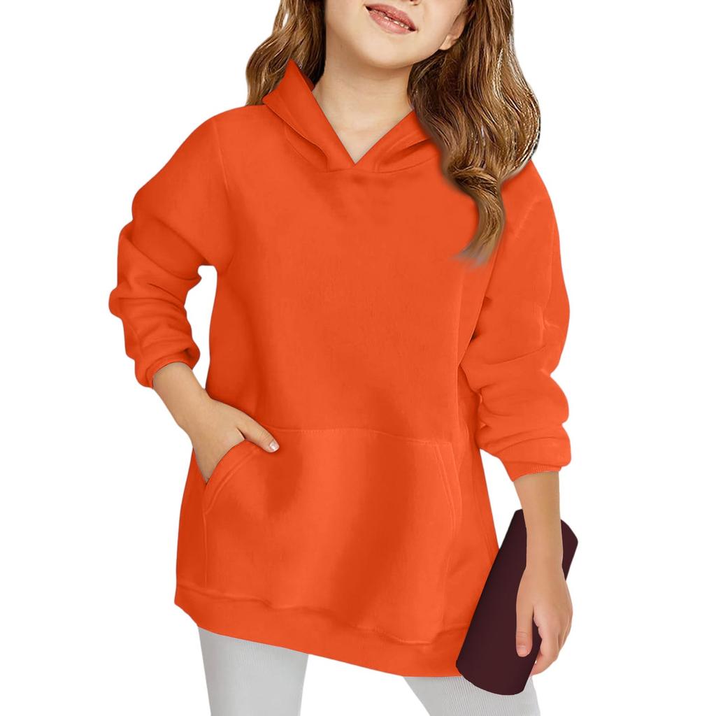 Зимние однотонные толстовки с капюшоном и длинными рукавами для мальчиков и девочек