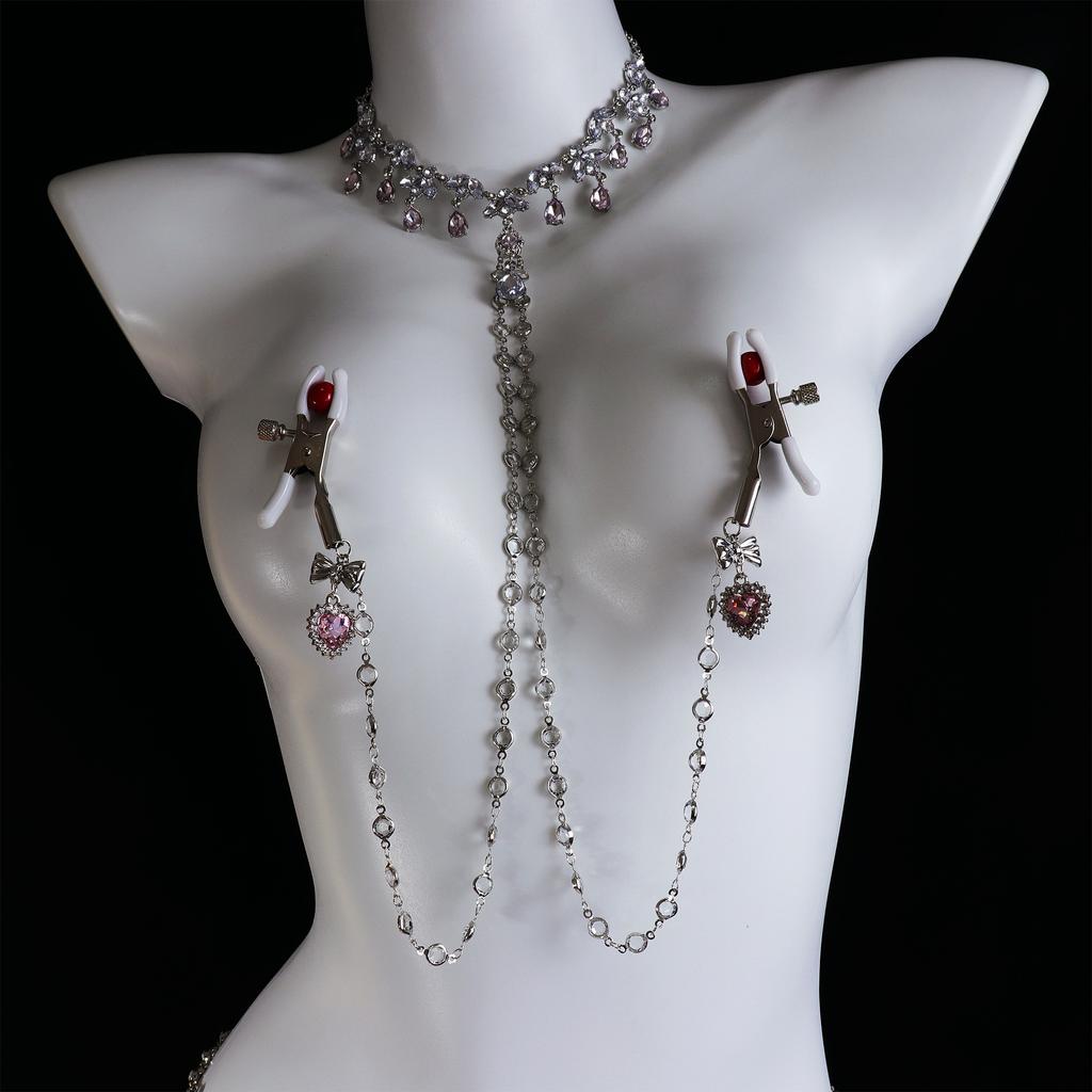 2026 New Stunning Sparkling Diamond Collar Nipple Clamp Nipple Ring 34mm Anal Plug BDSM Couple Sexy Toys Breast Sex Toy Meme 18+