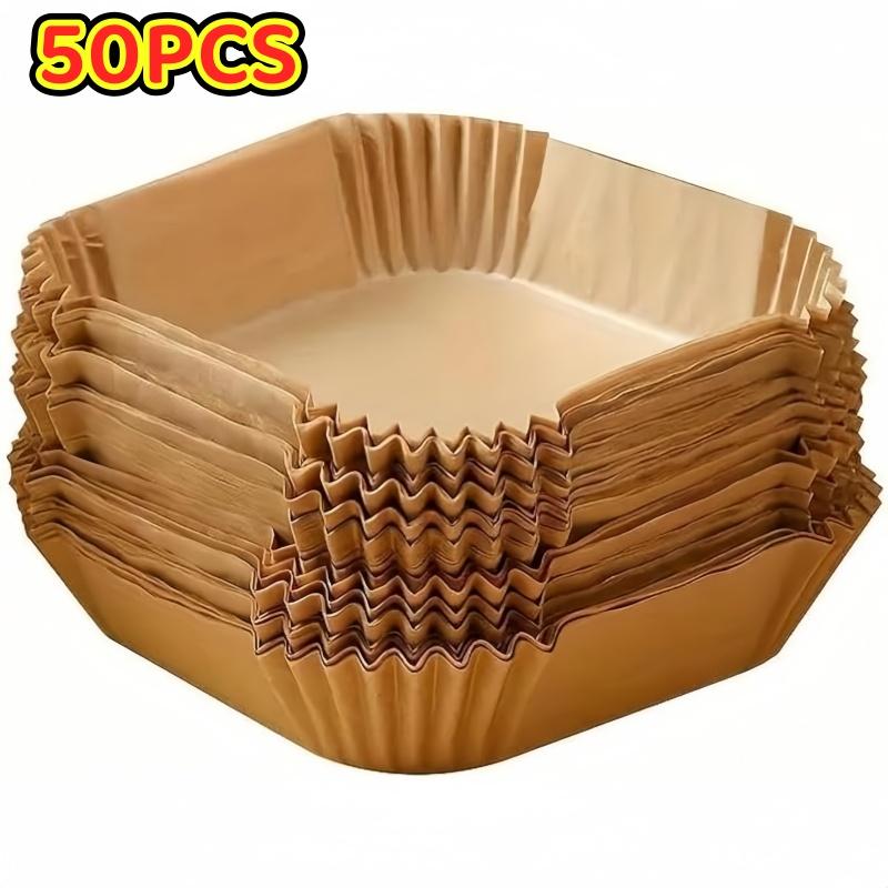 20/50 ШТ. Одноразовые бумажные вкладыши для аэрофритюрницы Квадратные бумажные вкладыши Маслостойкие, Водонепроницаемые, Бумага для выпечки для выпекания, запекания, микроволновой печи
