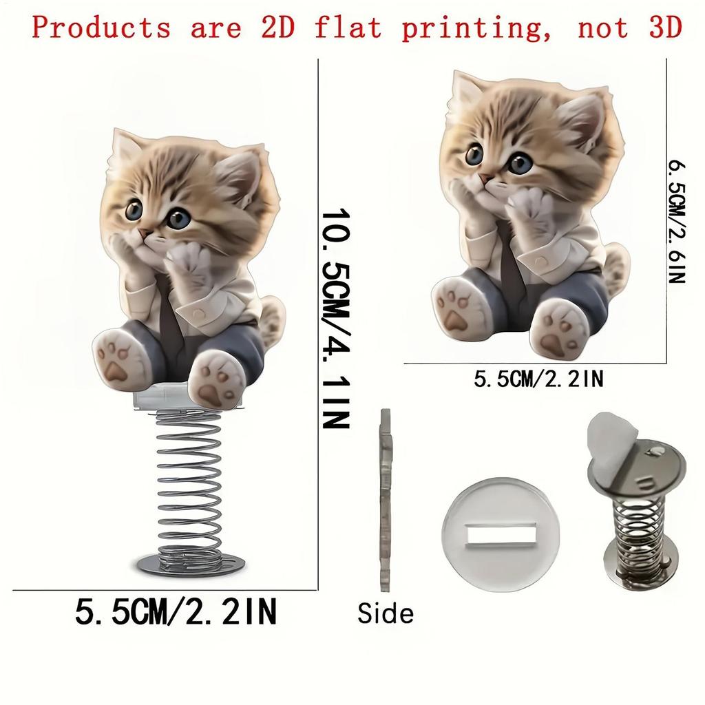 Dashboard Decor Shake Head Cat Car Dashboard Bobble Decoration Dancing Toys 2D Acrylic Decorative Interior Accessories for Car