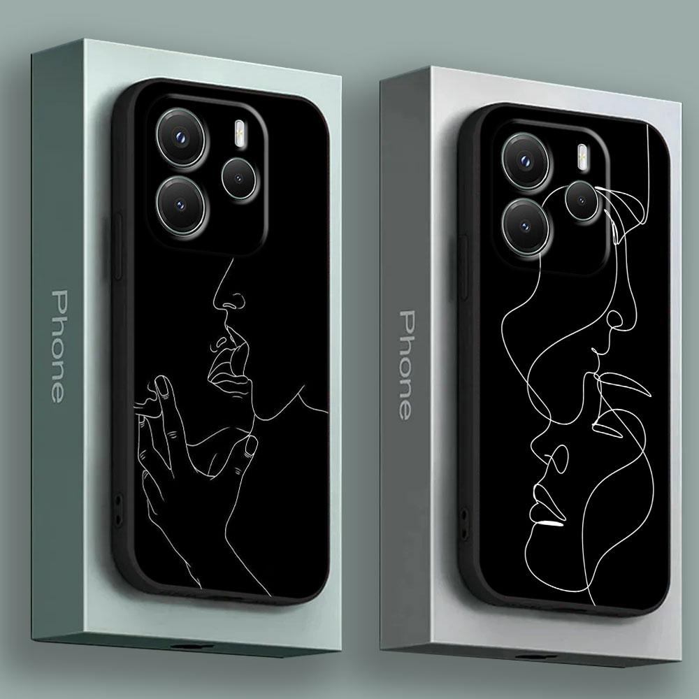 Phone Case for Xiaomi Redmi 15C 14C 12C 13C 4G Redmi Note 15 14 13 12 11 10 Pro Plus 12S Cover Sexy Line Art Lover Couple Kiss