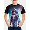 Модная футболка с 3D-принтом с мультяшным космическим узором, с круглым вырезом и короткими рукавами для мальчика