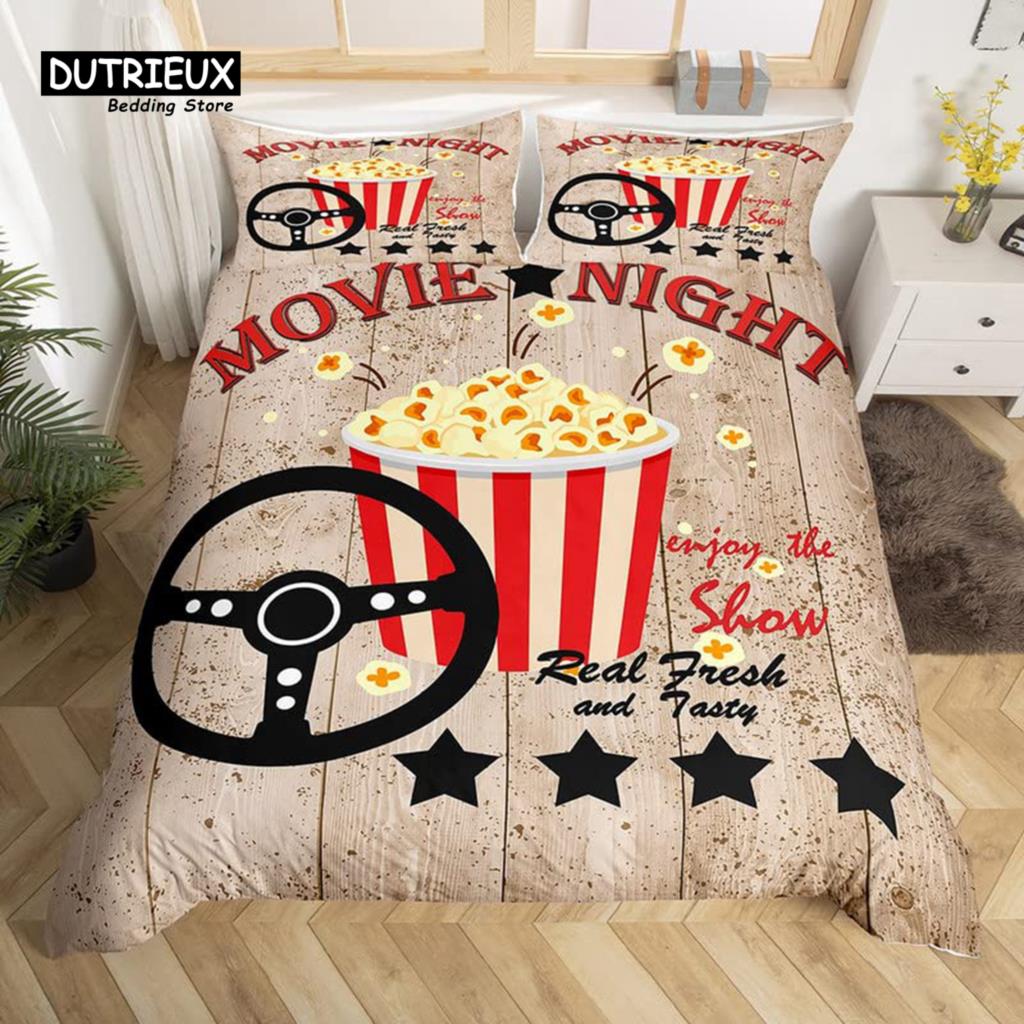 Покрывало Movie Time Комплект постельного белья Кинотеатр Пододеяльник Микрофибра Попкорн Кинозакуски Покрывало