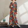 New V-neck Loose Plus Size Simple Vacation Style Long-sleeved Women's Long Dresses