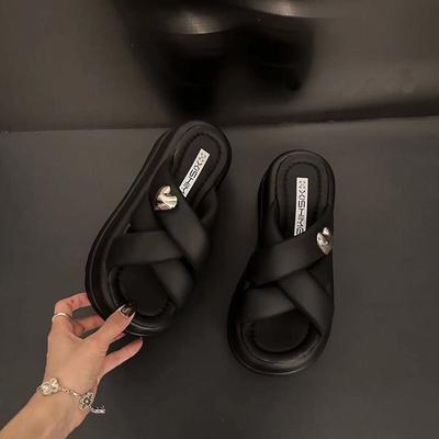 Премиальные супер феи тапочки женские летние для улицы 2025 новый летний модный универсальный толстая подошва увеличивающий рост шлепанцы