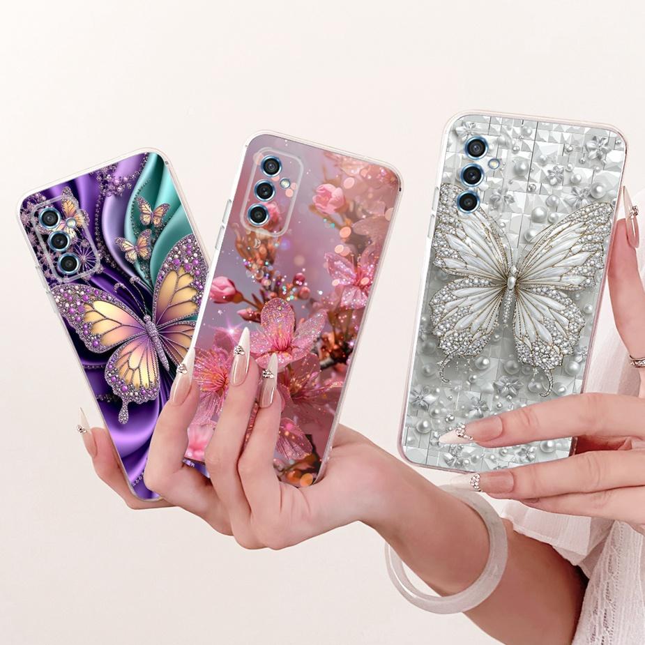 For Samsung Galaxy M52 5G Case SM-M526B Colorful Flowers Butterfly Painted Cover Soft Silicone Case For Samsung M52 M 52 5G Bags