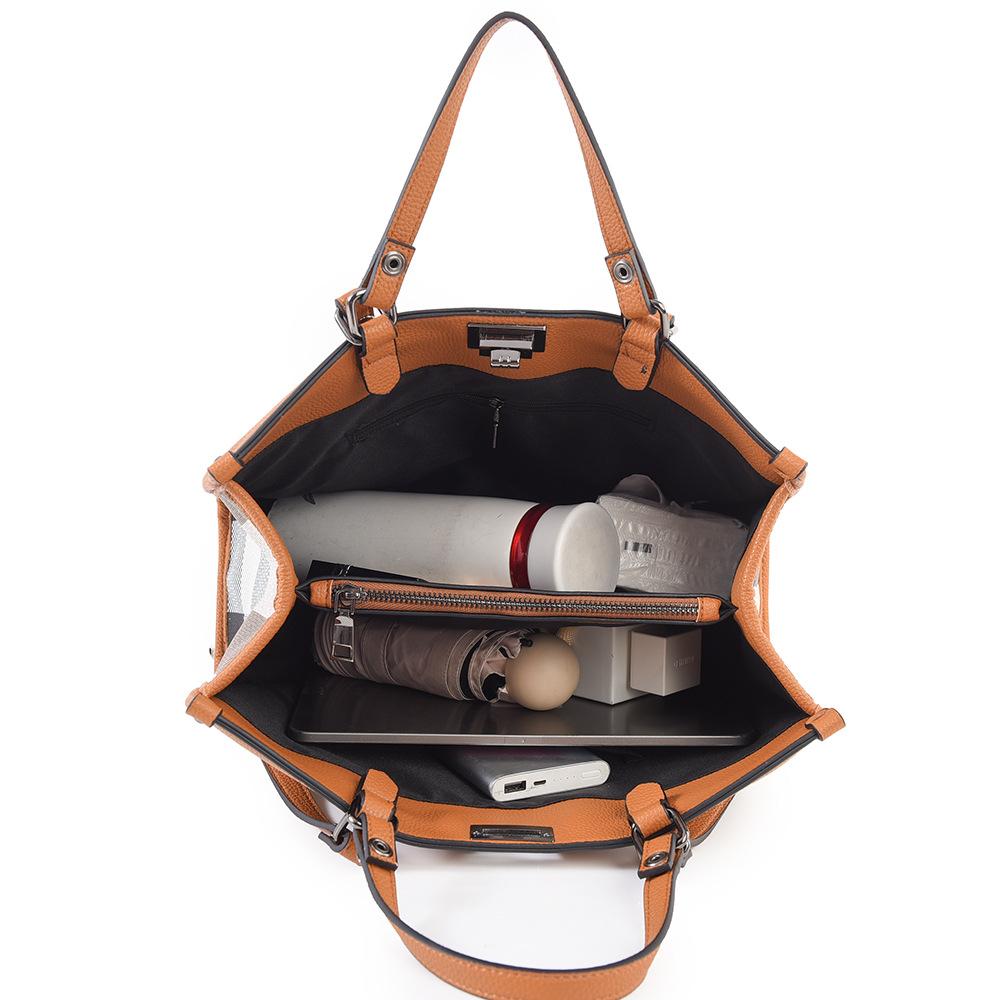 Tote Bag Fashion Leather Plaid Women's Bag Large Capacity High Sense Contrasting Color Shoulder Bag Commuter Handbag