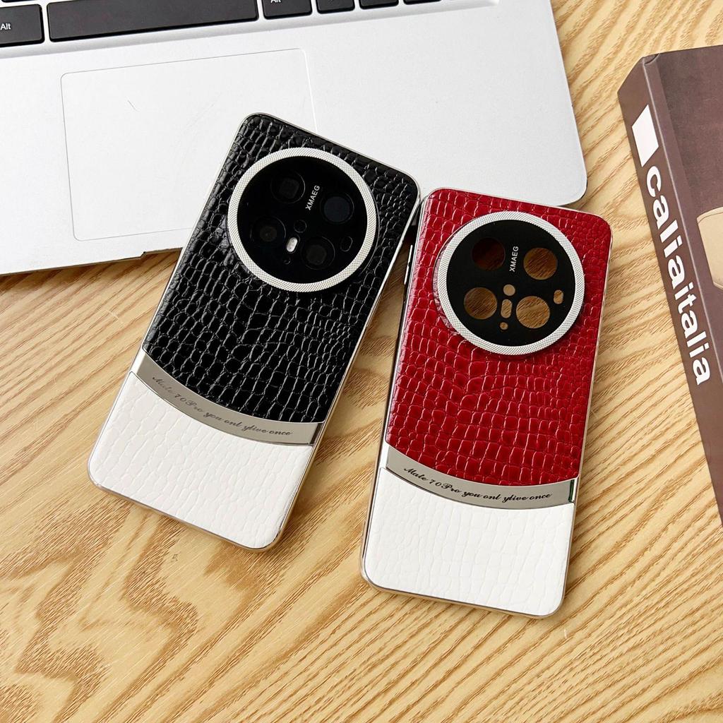 Высококачественный защитный чехол для Huawei P80 Pro с рисунком под крокодиловую кожу.: Роскошный, защита от падений, совместимость с Mate70 и Honor Magic7.