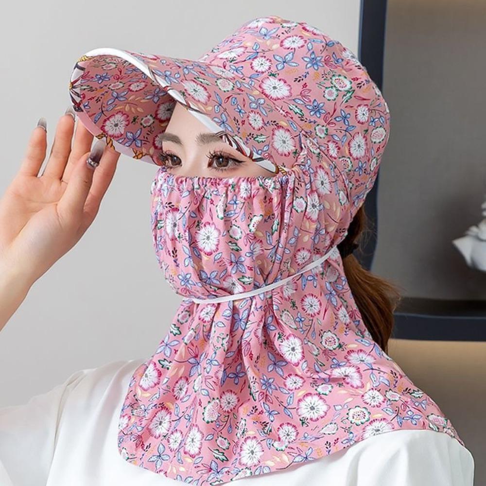Anti-UV Tea Picking Cap Wide Brim Sunscreen Hat Casual Women's Ponytail Hat Outdoor