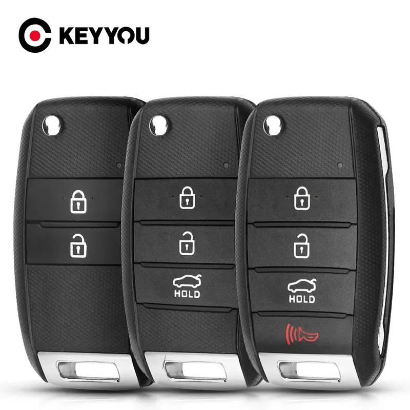 KEYYOU 10Pcs Car Remote Key Shell Case 2/3/4 Buttons For KIA K3 K2 K5 Rio Sorento Carens Cerato Forte TOY40/HYN14 Blade Housing