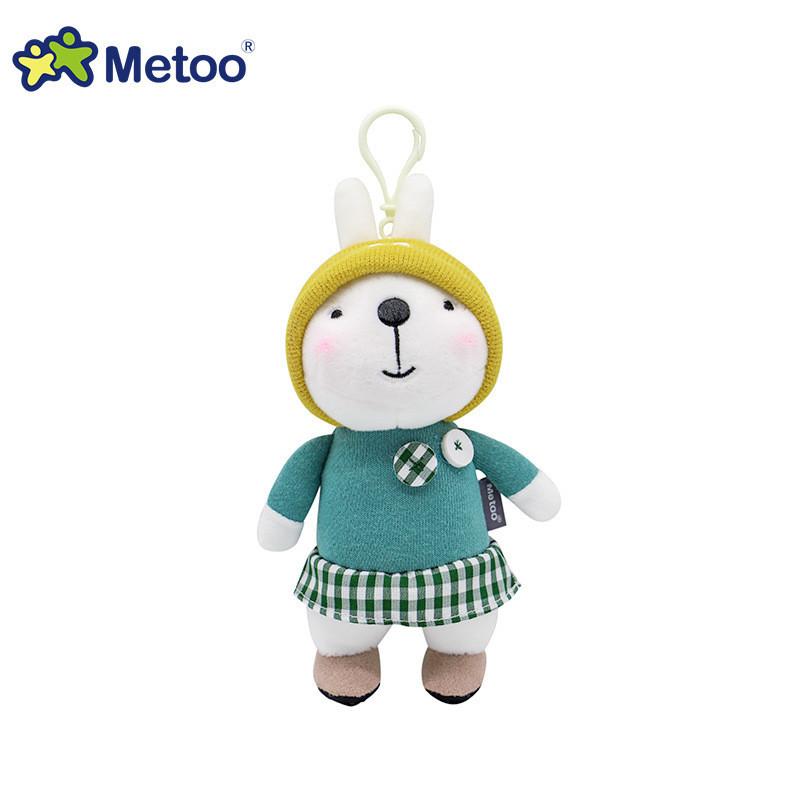 Charming Metoo Rabbit Keychain Plush Toy With Ultra-soft Crystal Plush In Gray Overalls
