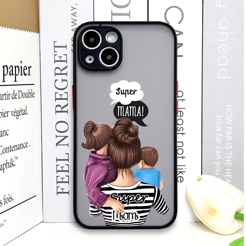 Модный Чехол для Телефона Super Mama Мама Папа для Samsung Galaxy S25 S24 S23 Ultra S22 Plus S21FE Мальчик Девочка Жесткий Матовый Чехол