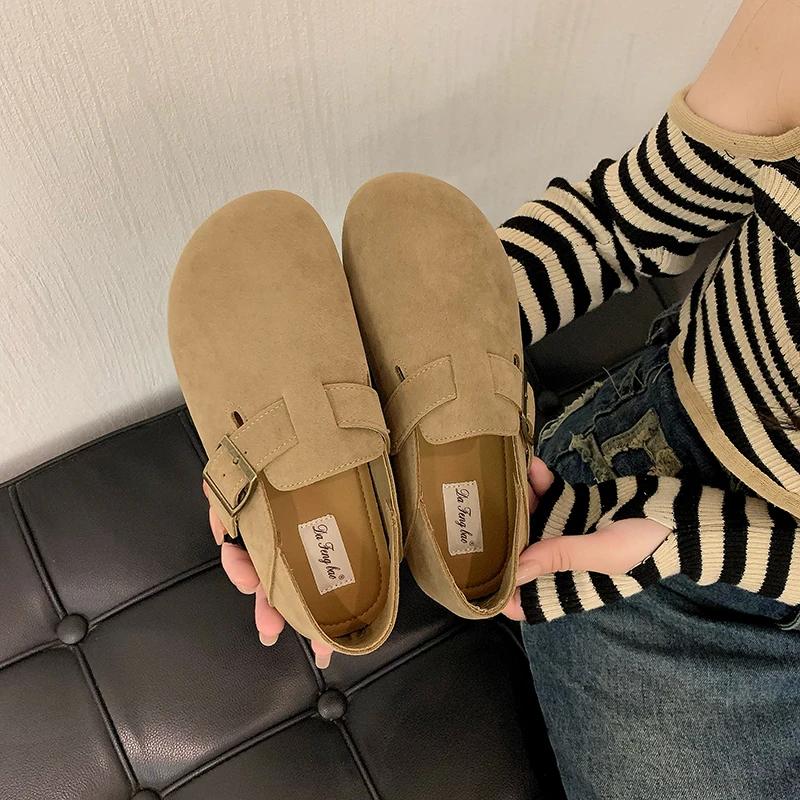 Fashion Brown Flat Shoes for Women Retro Spring and Autumn 2024 New Loafers Shoes Non-slip Fashion Soft Sole Shoes Size 35-40