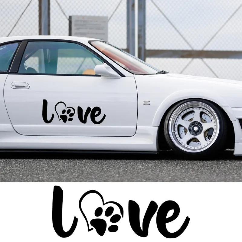 Vinyl Sticker for Car Truck Off-road SUV Van Window Bumper Auto Creative Paw Love Dog Footprint Graphic Decor Decals Accessories