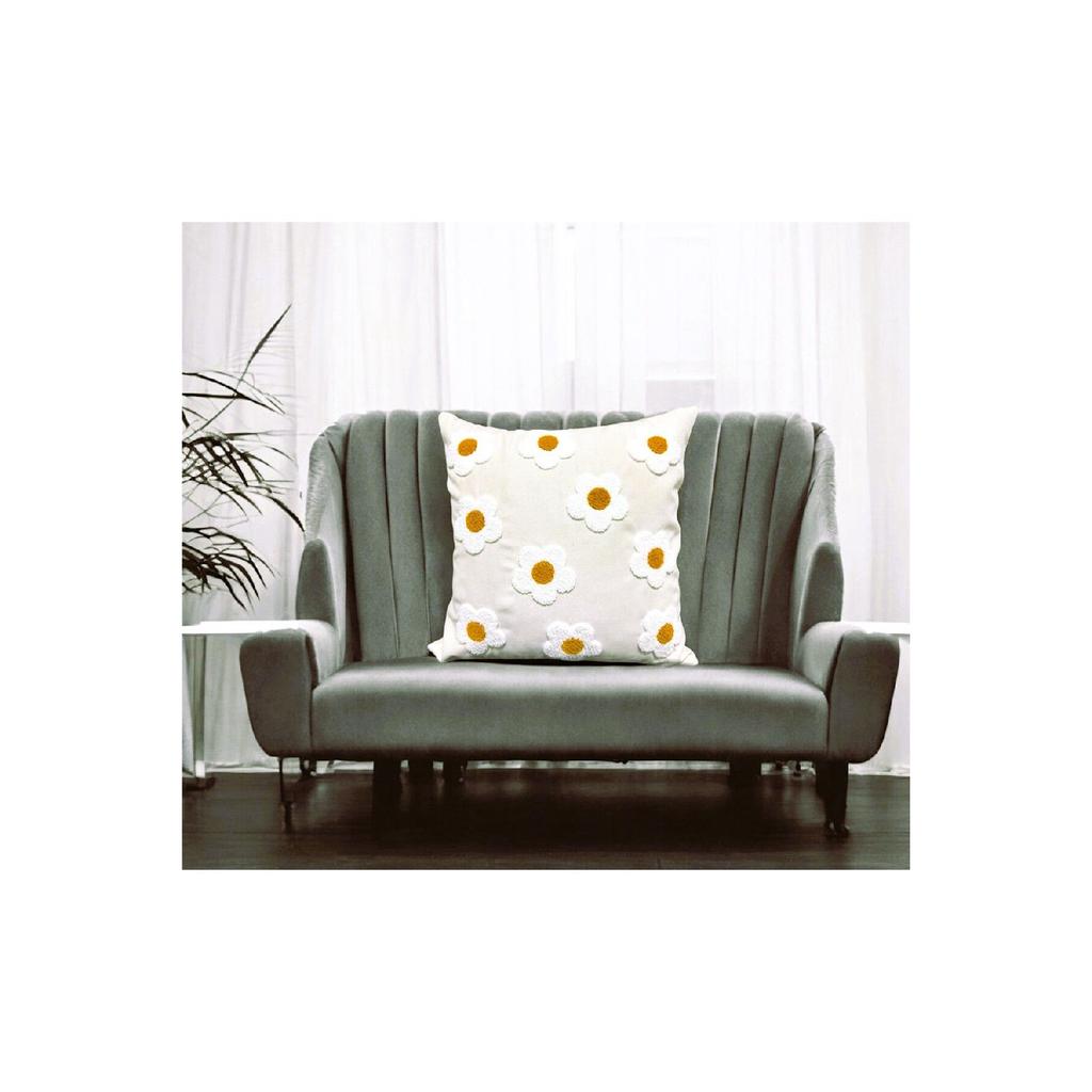 (2 куска) Чехол для подушки из льняной ткани с узором «Ромашка» (ударить кулаком)