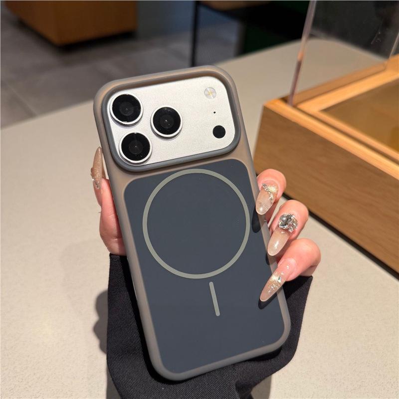 Магнитный двухцветный чехол из жидкого силикона для iPhone 17/16 Pro Max, Желейный дизайн, Ударопрочный, Жесткий корпус