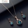 Trendy Blue Green Water Drop Pendant Necklaces And Earrings For Women Jewelry Sets Weddings Party Jewelry Accessories Lover Gift
