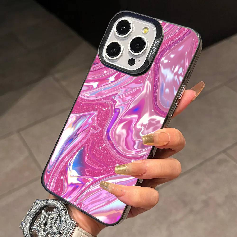 Folds T-Texture Phone Case For iPhone 17,16,15,14,13,12,11 Plus,Pro Max,XS,Colorful Silver Black Cover