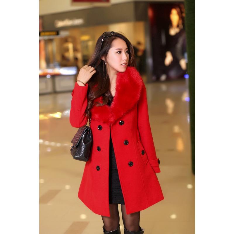 Осенне-зимнее шерстяное женское пальто большого размера Двубортное шерстяное пальто