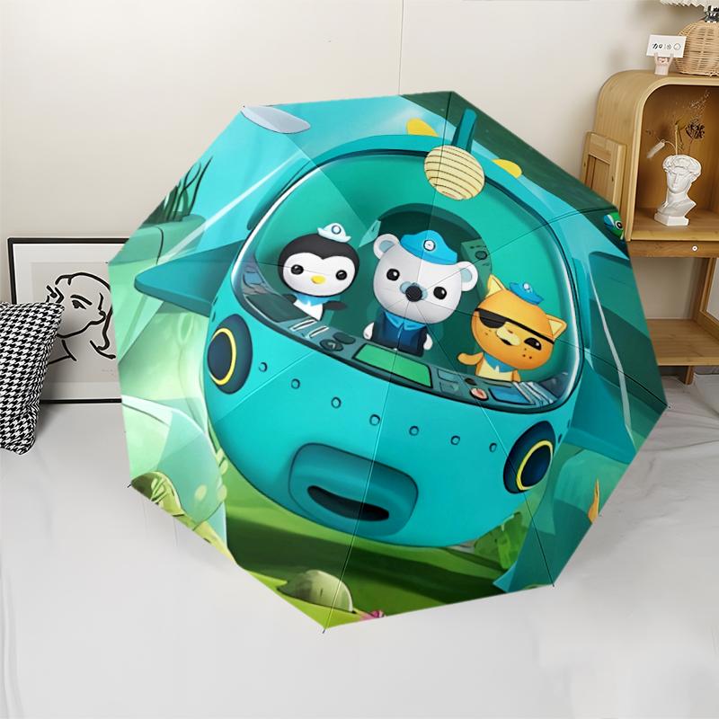 Автоматический зонт Octonauts6 с принтом, 8 спиц, железный каркас, пластиковая ручка, подходит для путешествий на открытом воздухе и на каждый день, идеальный подарок
