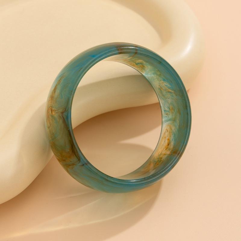 Exaggeration Vintage Acrylic Bracelet for Women 3cm Width Irregular Colorful Vague Dyeing Round Bangle Bracelets Women's Jewelry