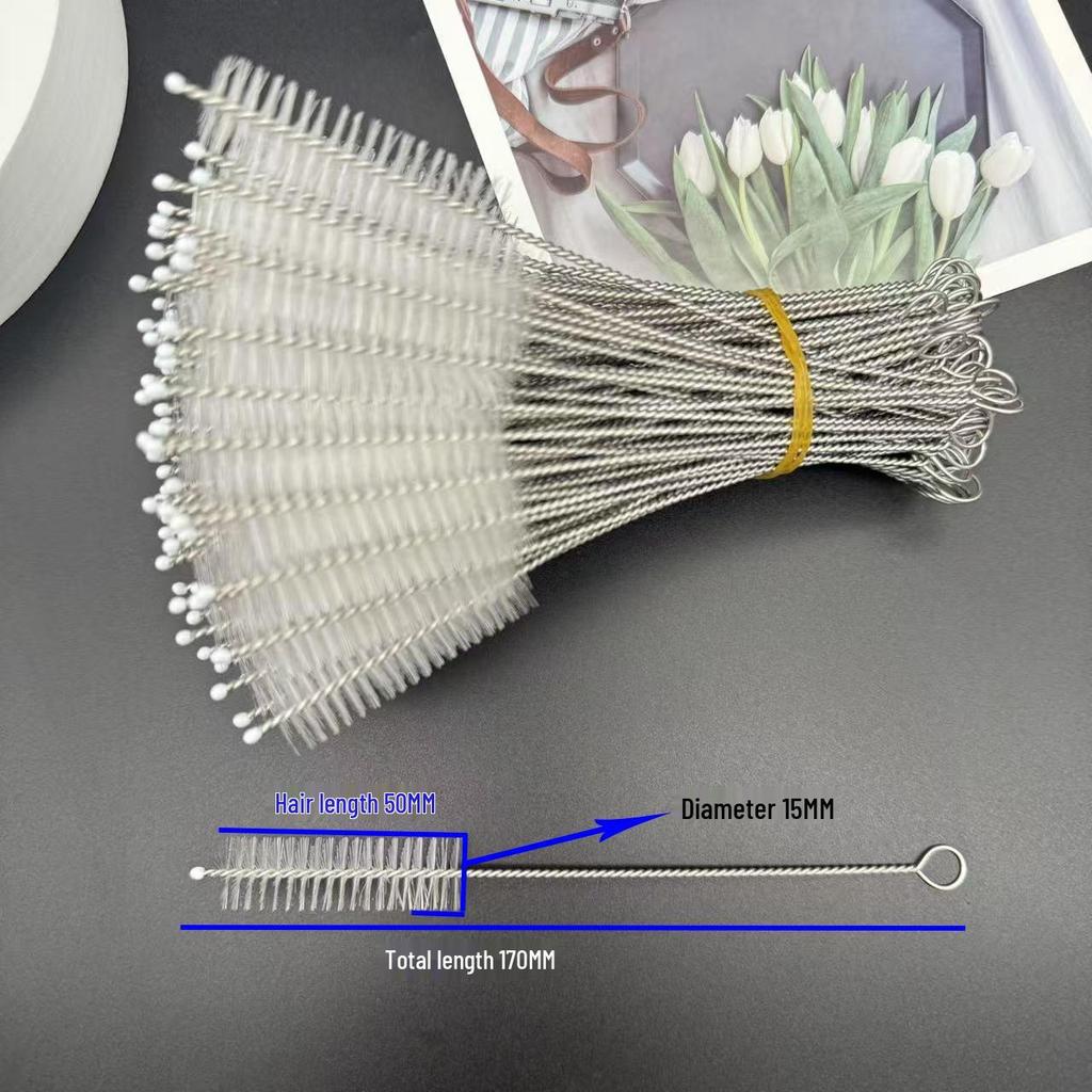 304 Stainless Steel Soft Nylon Bristle Straw & Bottle Cleaning Brush