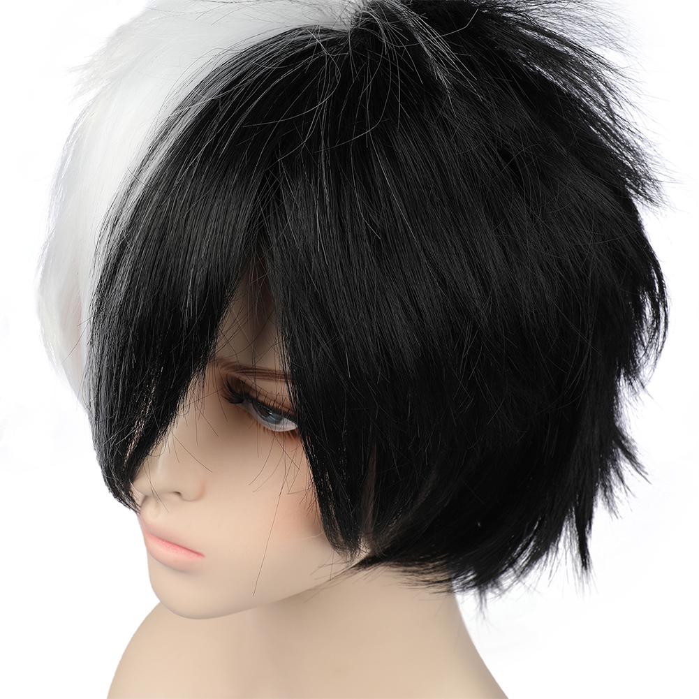 Модные инструменты, белый устойчивый мужской парик, короткий черный жаркий аниме-шиньон, реквизит для косплея