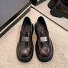 Loafers Platform Shoes Women's Spring New Leather Style Small Leather Shoes Fashionable Versatile Round Head Single Shoes