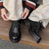 Новые кожаные туфли мужские весна и осень деловые платья большая голова гонконгский стиль толстая подошва внутренняя высота увеличение британский 65225 черный -J