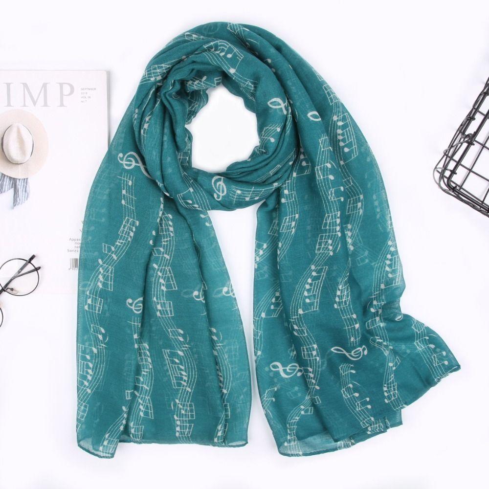 180*80cm Musical Note Print Scarf Cotton Voile Musical Note Floral Wrap  Ladies