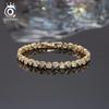 ORSA JEWELS Элегантный браслет-цепочка Танцующее сердце из стерлингового серебра 925 пробы с кубическим цирконием 4A для женщин, золотое покрытие 14K, ручная работа, вечерние украшения SB165