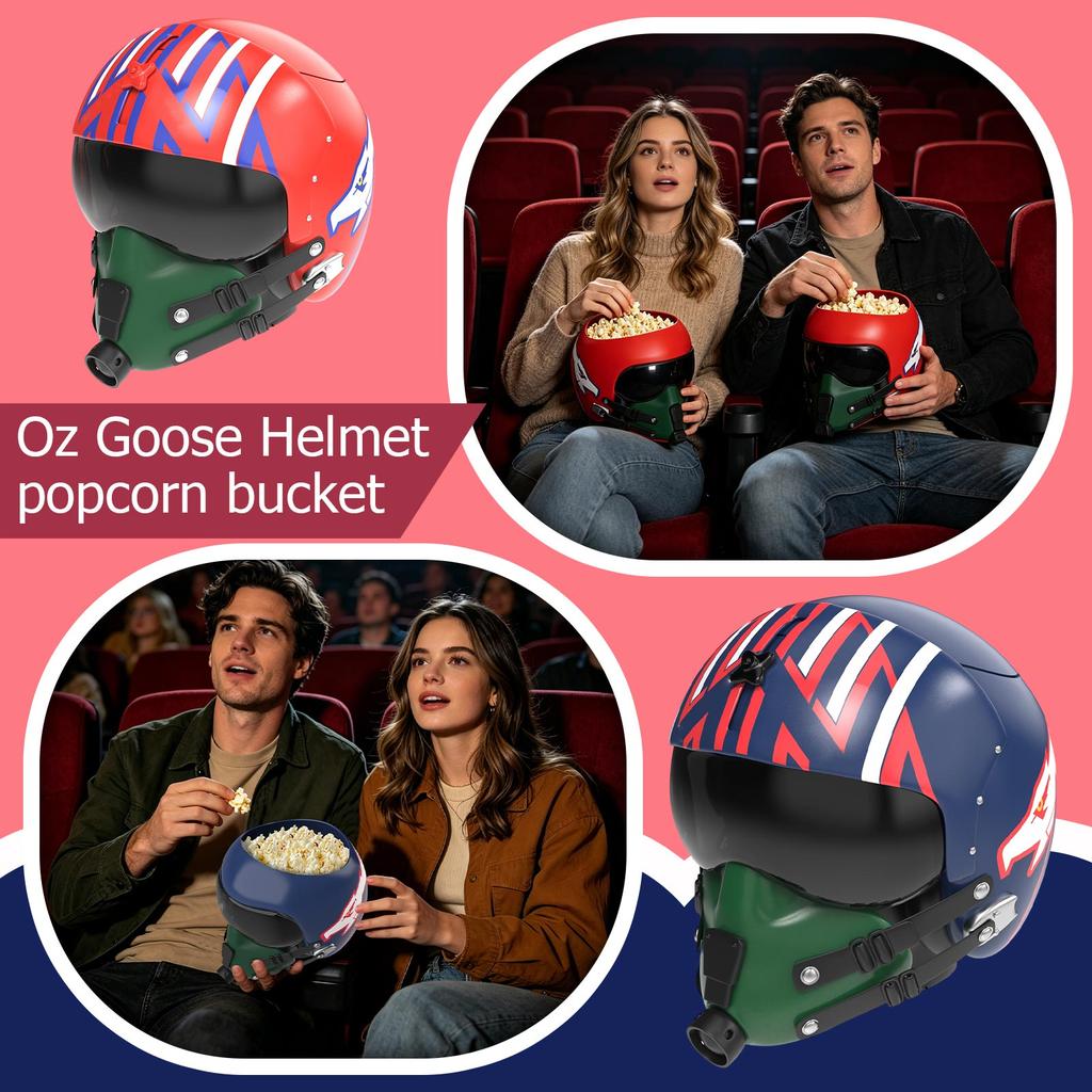 Aviation-Inspired Helmet Shaped Popcorn Bucket with Removable Visor and Detailed Printed Graphics for Collectors and Fans