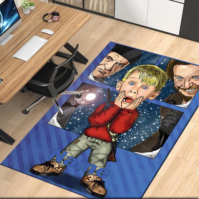Custom Name Home Alone Printed Carpet, for Office Chair Living Room Bedroom Kitchen Room Decor Gifts.
