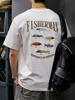 Мужская футболка Fisherman с принтом Рыболовные приманки Повседневная хлопковая с коротким рукавом Летние уличные топы